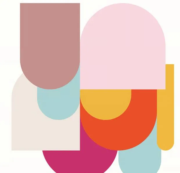 Framed picture of colourful shapes