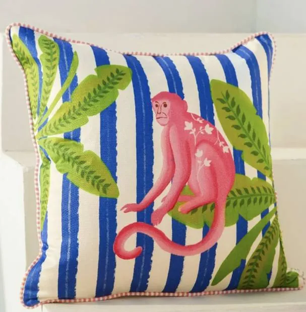Monkey print cotton cushion cover