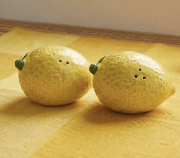 Lemon-shaped salt and pepper shakers