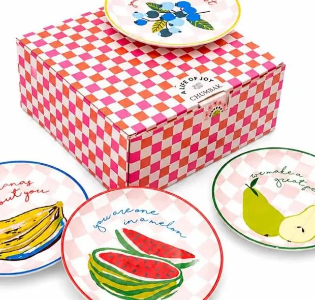 Fruit-print dessert plates