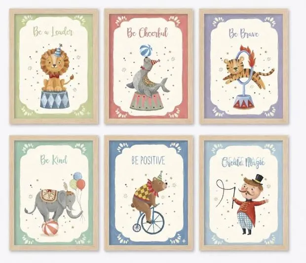 Circus animals wall art for a child’s room