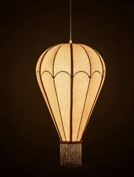 Fabric hot air balloon pendant lamp, lit