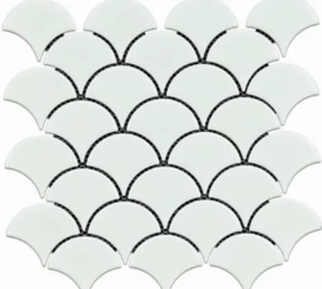 White fish-scale fan mosaic tiles