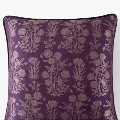 Charbagh brocade cushion, purple