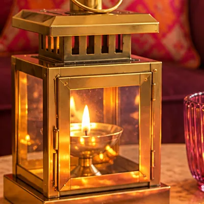 Gold glass lantern
