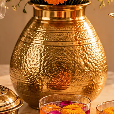 Hammered brass vase