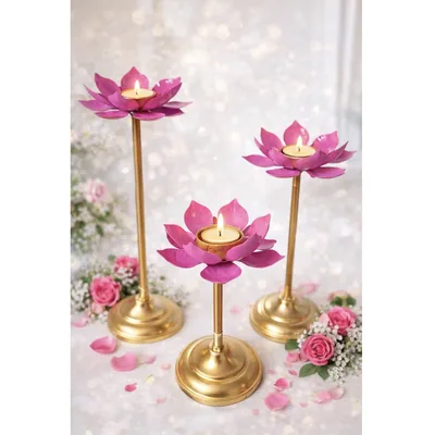 Lotus tealight stands, set of 3