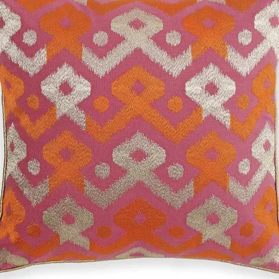 Pink & orange embroidered cushion cover