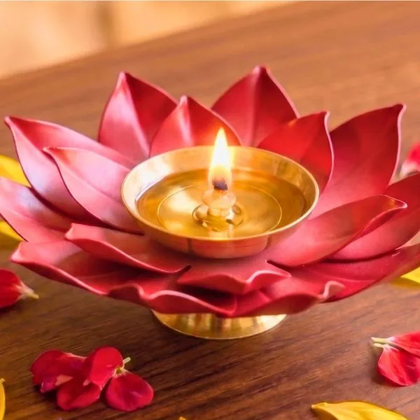Brass lotus diya