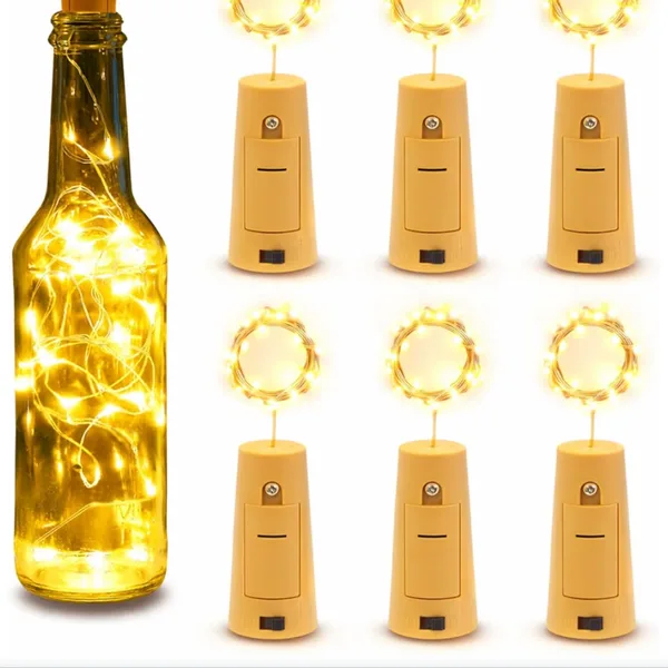 Cork bottle fairy lights, pack of 6