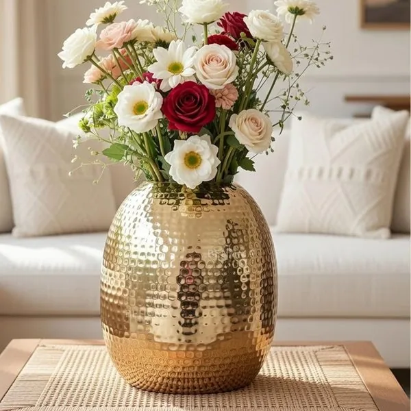 Gold hammered vase
