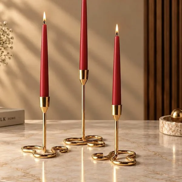 Gold taper candle holders