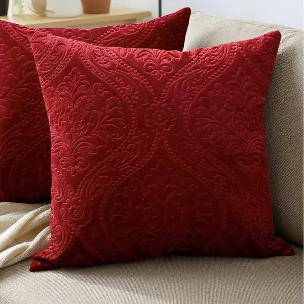 Red velvet cushion covers
