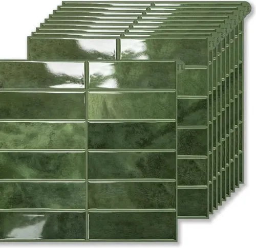 Peel-and-stick subway tiles, forest green