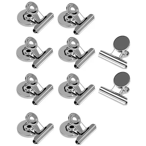 Silver stainless steel magnetic bulldog clips