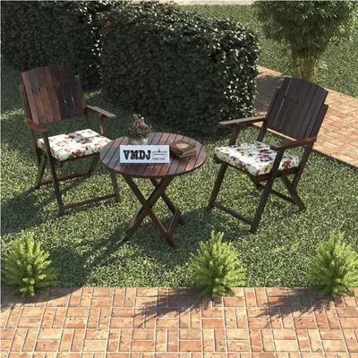 Folding sheesham wood chairs and round table