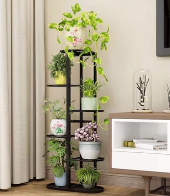 Black tiered metal plant stand
