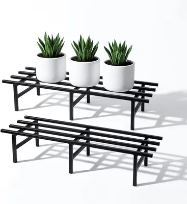 Pair of black horizontal metal pot stands