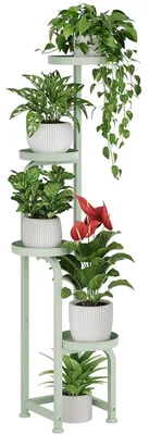 Tall sage green tiered plant stand