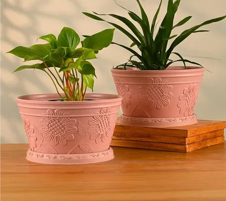 Pink embossed planters