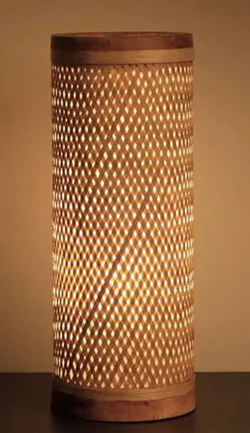 Woven bamboo cylinder lamp