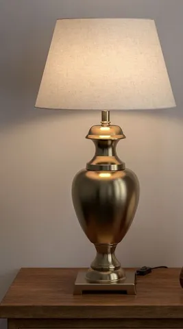 Brass table lamp with cream shade