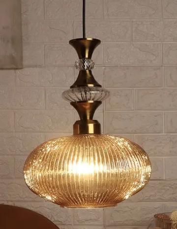 Amber glass pendant light