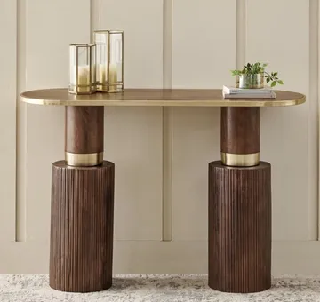 Brass-top fluted console table