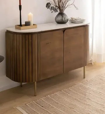 Fluted sideboard with marble top