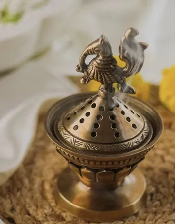 Brass peacock incense burner