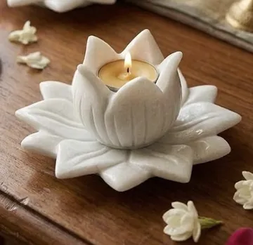 Marble lotus tealight holder