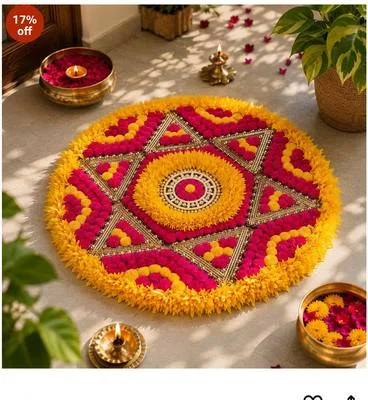 Rajwadi flower rangoli mat