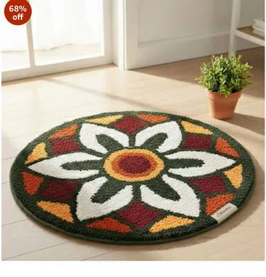 Round microfiber rangoli mat