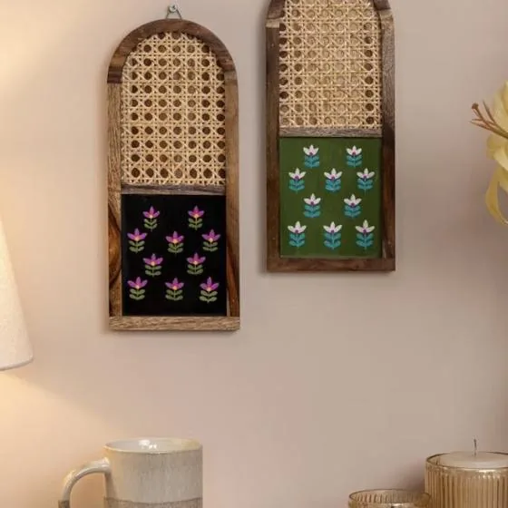 Arched cane wall panels