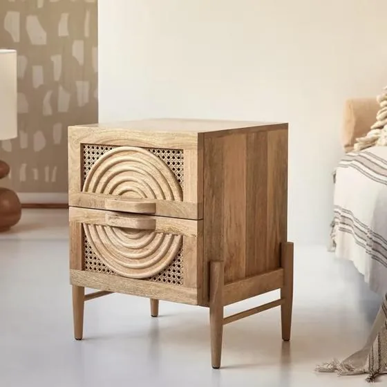 Cane bedside table